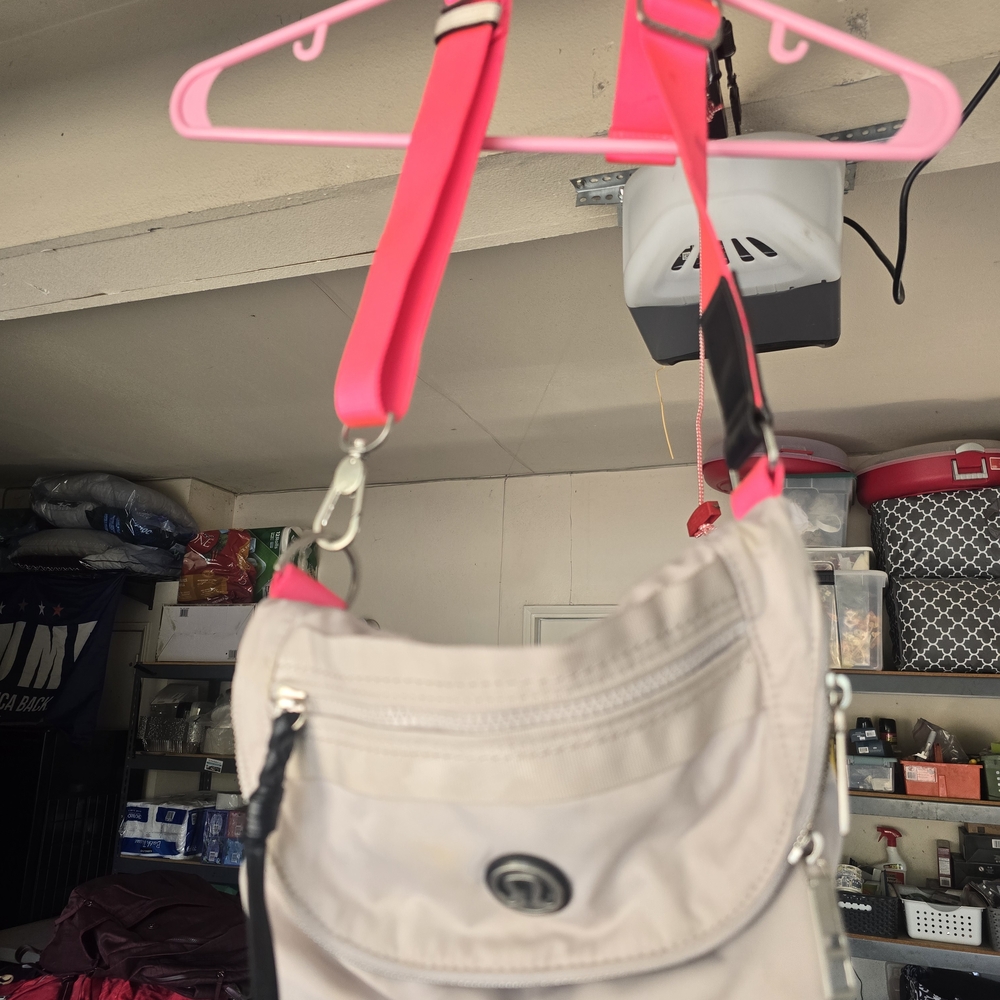 Lululemon Athletica Cream and Pink Crossbody Bag with Structured Design